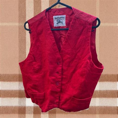 red burberry vest